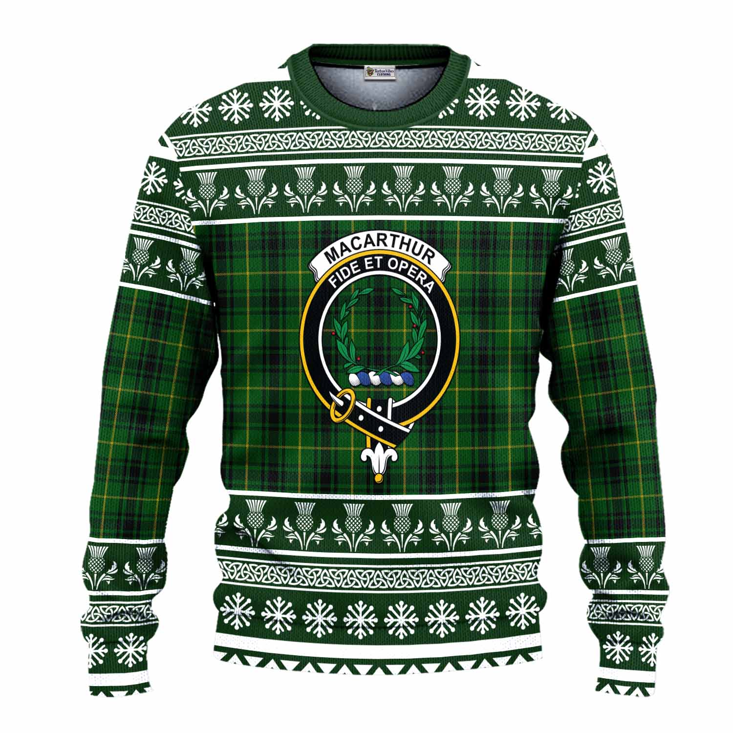 MacArthur (McArthur) Clan Tartan Christmas Ugly Sweater with Family Crest - Tartan Vibes Clothing