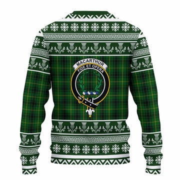 MacArthur (McArthur) Clan Tartan Christmas Ugly Sweater with Family Crest