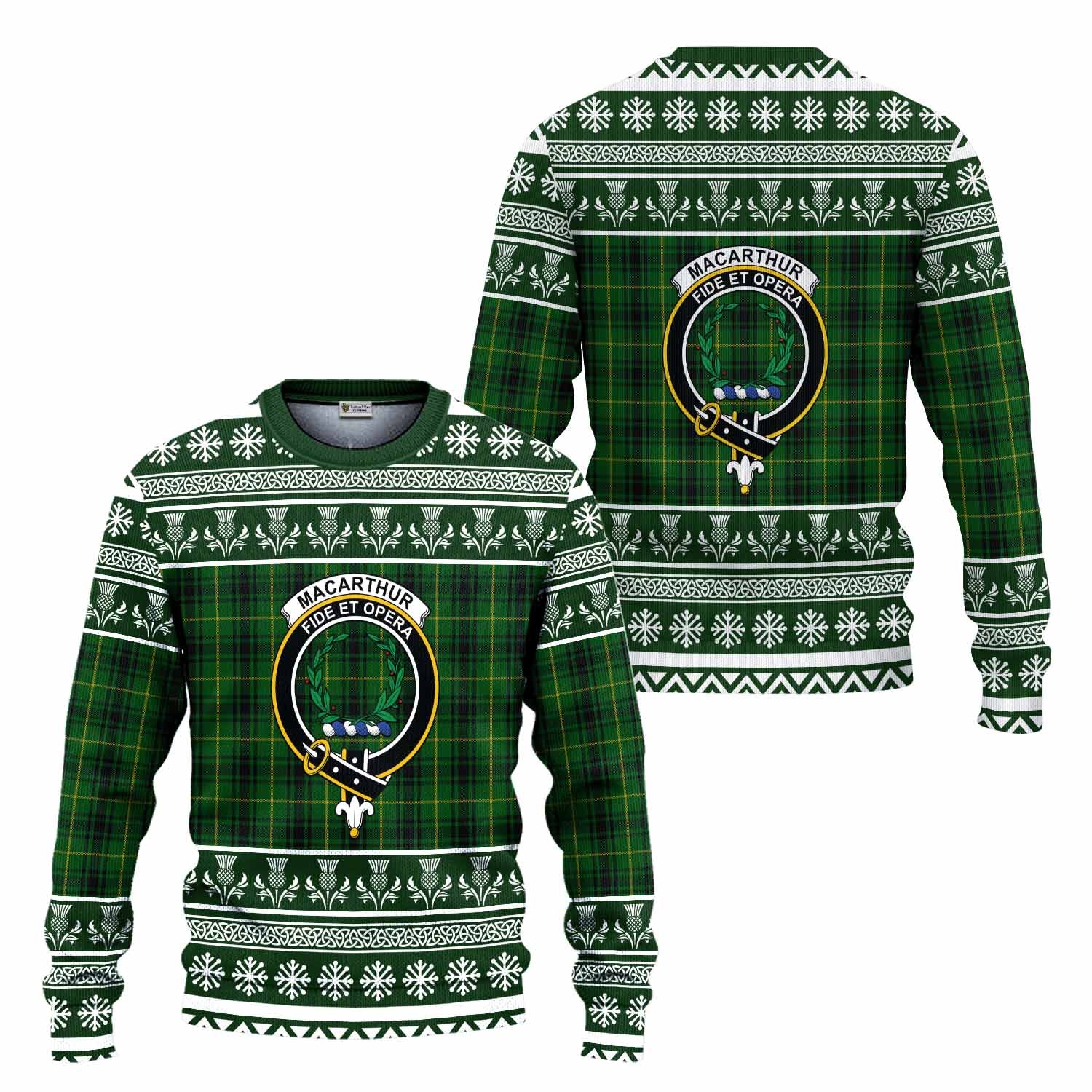 MacArthur (McArthur) Clan Tartan Christmas Ugly Sweater with Family Crest - Tartan Vibes Clothing