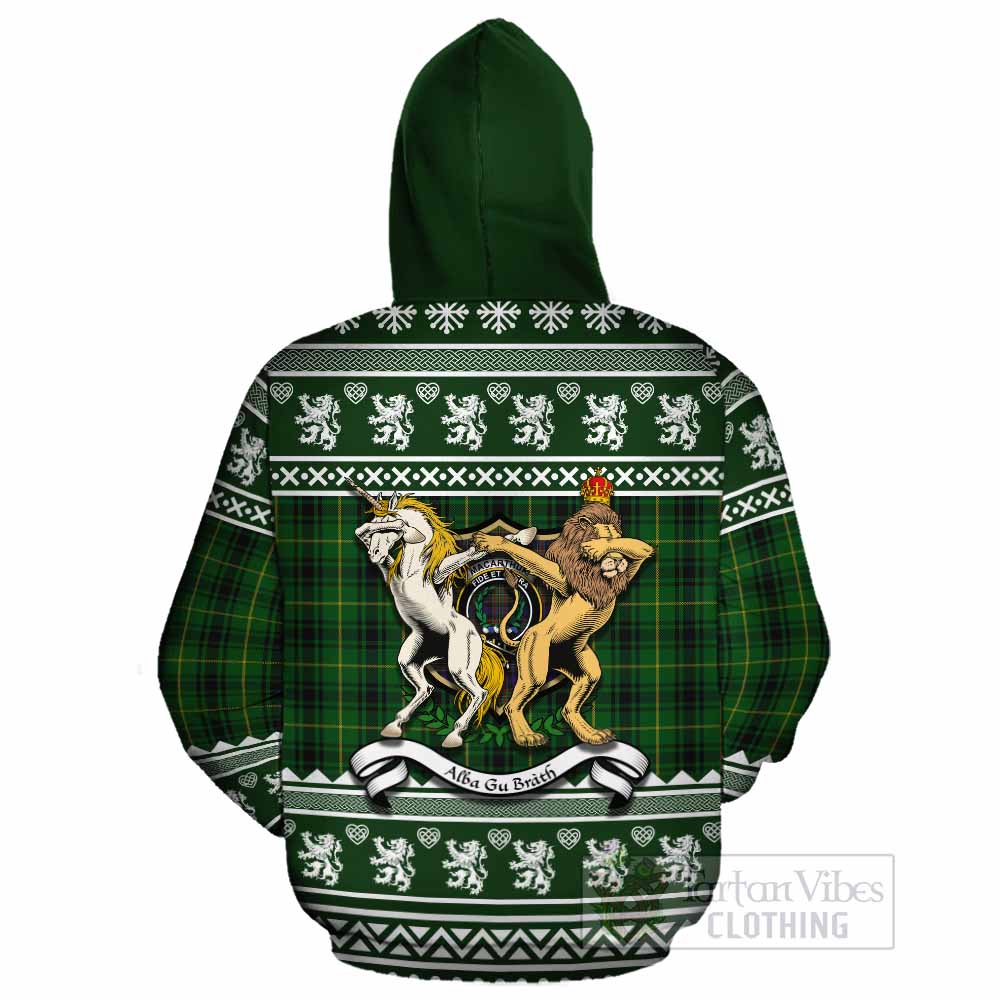 MacArthur (McArthur) Clan Tartan Crest Christmas Cotton Hoodie Coat of Arms Funny Style - Tartan Vibes Clothing