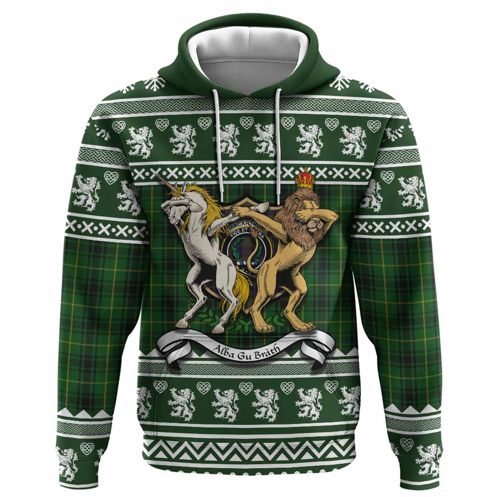 MacArthur (McArthur) Clan Tartan Crest Christmas Hoodie Coat of Arms Funny Style - Tartan Vibes Clothing
