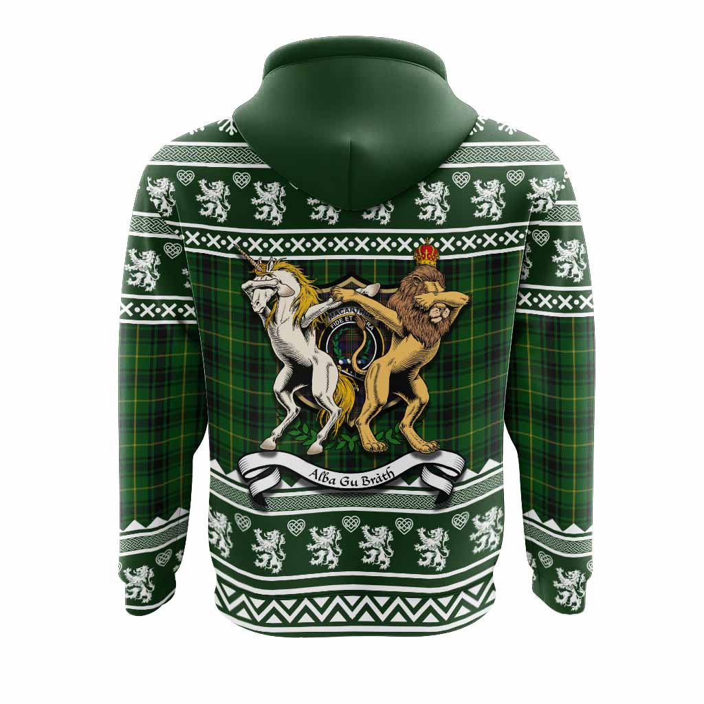 MacArthur (McArthur) Clan Tartan Crest Christmas Hoodie Coat of Arms Funny Style - Tartan Vibes Clothing