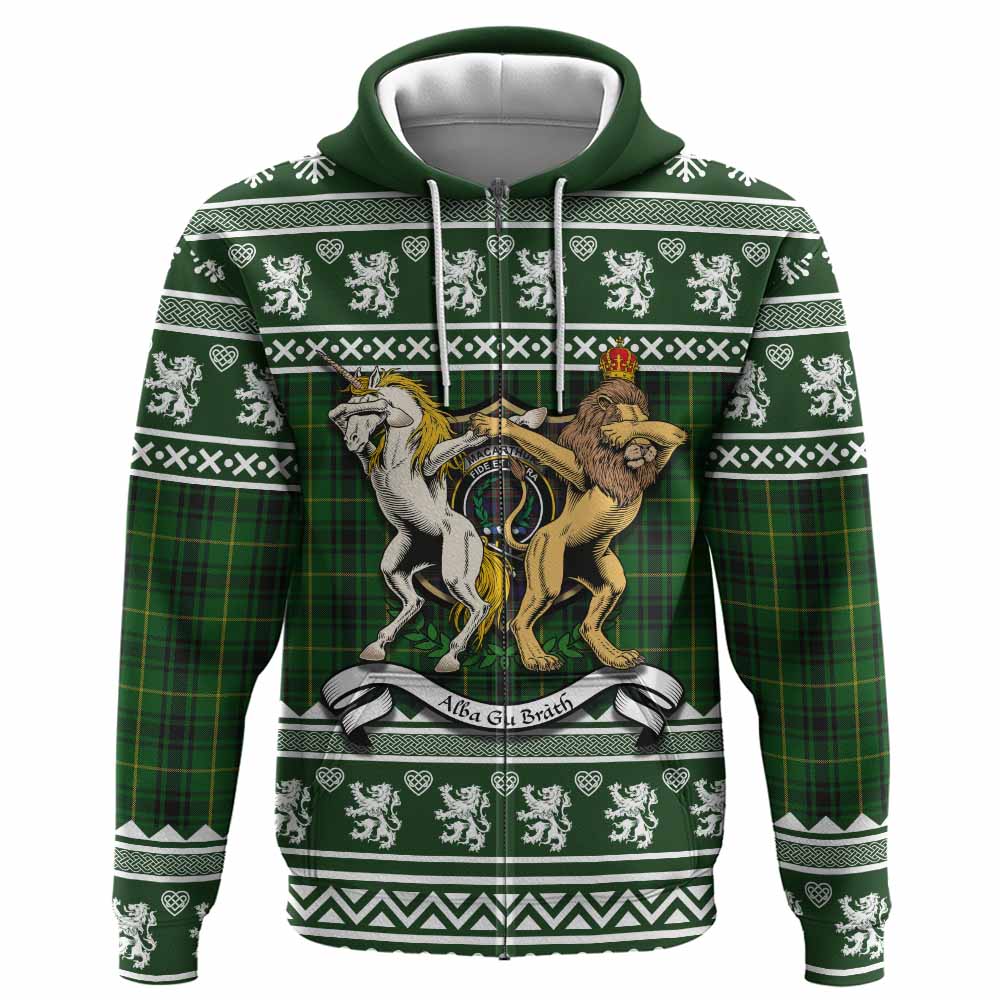 MacArthur (McArthur) Clan Tartan Crest Christmas Hoodie Coat of Arms Funny Style - Tartan Vibes Clothing