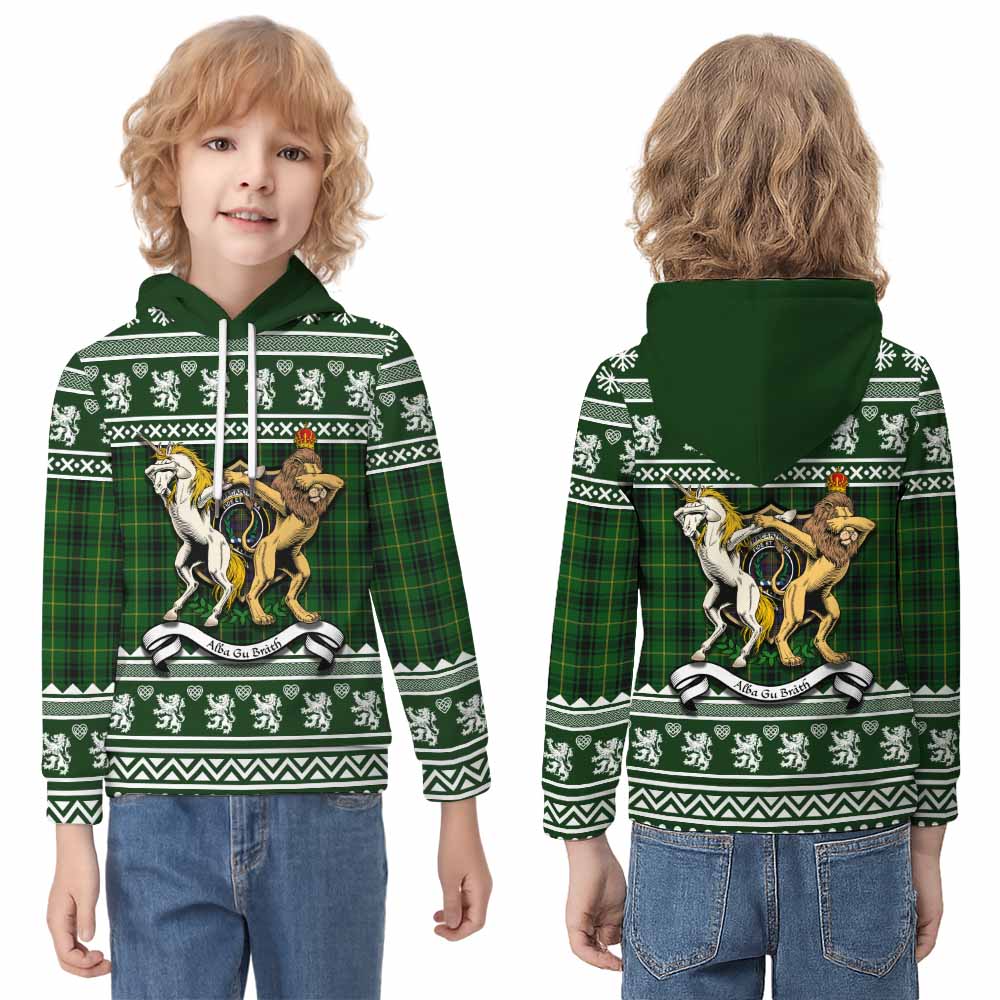 MacArthur (McArthur) Clan Tartan Crest Christmas Kid Hoodie Coat of Arms Funny Style - Tartan Vibes Clothing