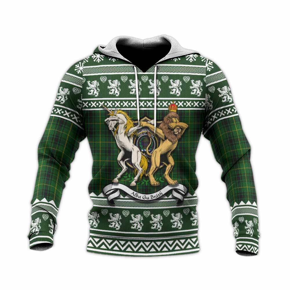 MacArthur (McArthur) Clan Tartan Crest Christmas Knitted Hoodie Coat of Arms Funny Style - Tartan Vibes Clothing