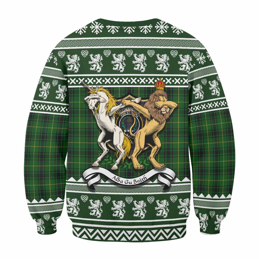 MacArthur (McArthur) Clan Tartan Crest Christmas Sweatshirt Coat of Arms Funny Style - Tartan Vibes Clothing