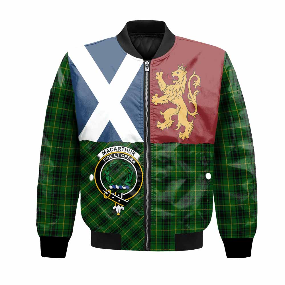 MacArthur (McArthur) Crest Tartan Bomber Jacket with Lion Rampant Saltire Style