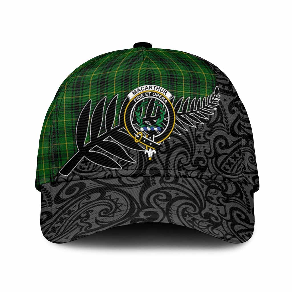 MacArthur (McArthur) Crest Tartan Classic Cap with New Zealand Silver Fern Half Style