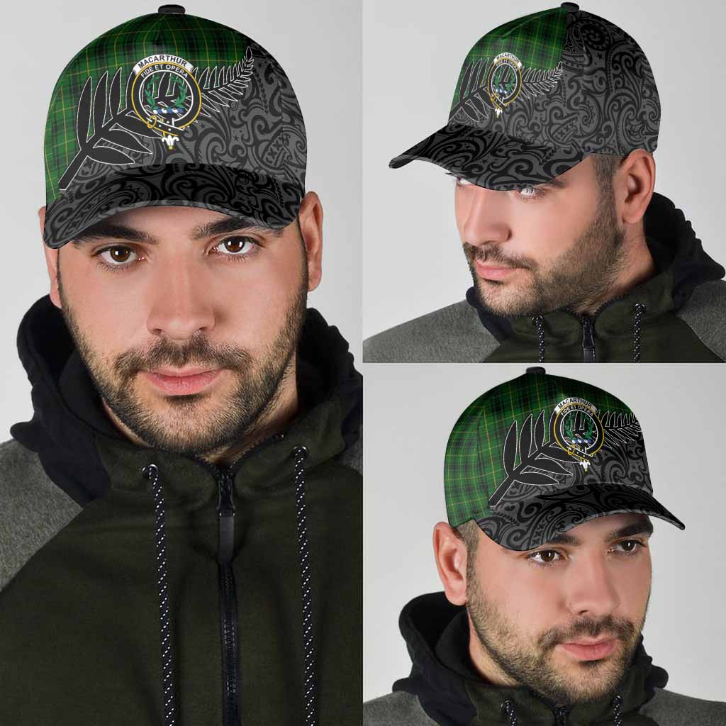 MacArthur (McArthur) Crest Tartan Classic Cap with New Zealand Silver Fern Half Style