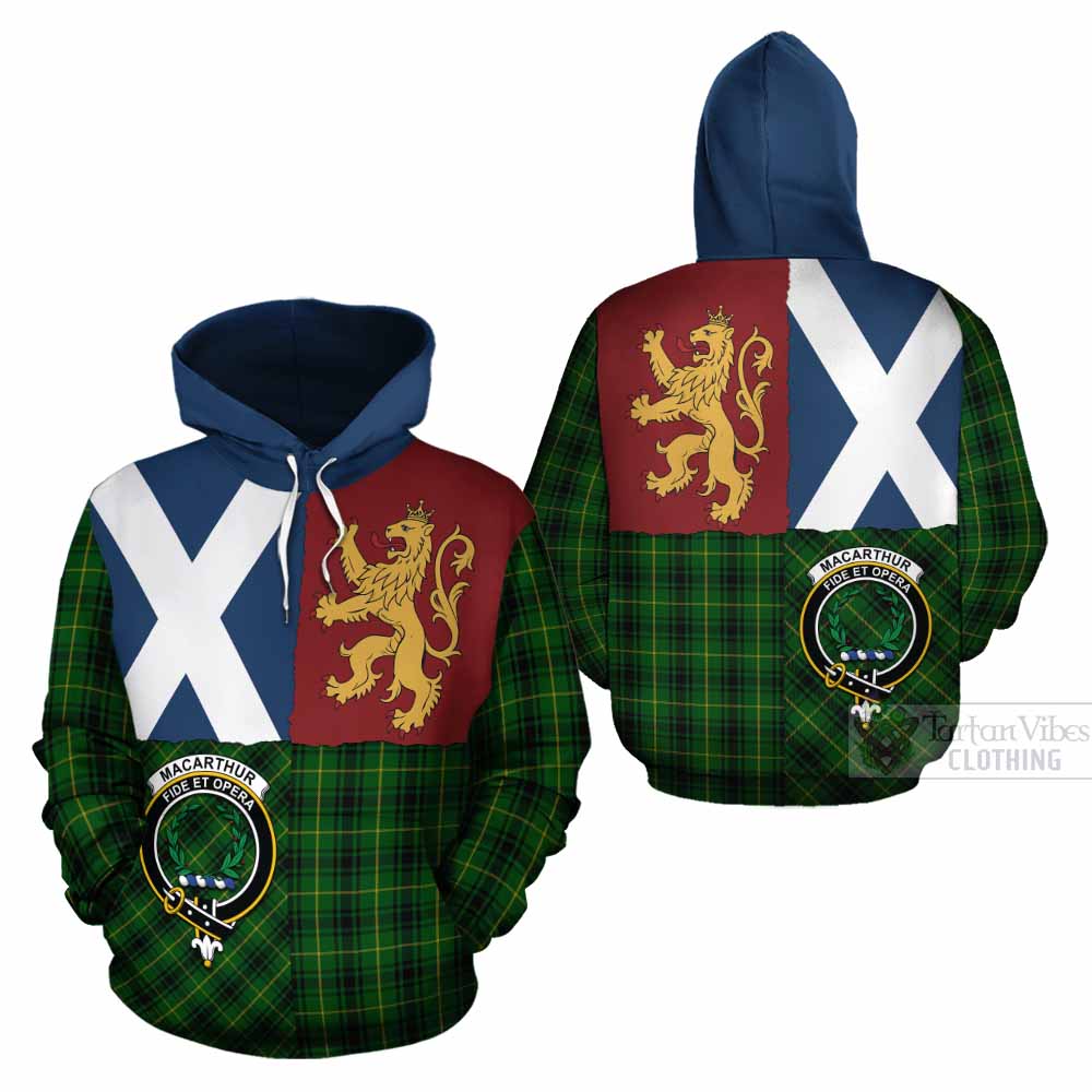 MacArthur (McArthur) Crest Tartan Cotton Hoodie with Lion Rampant Saltire Style - Tartan Vibes Clothing
