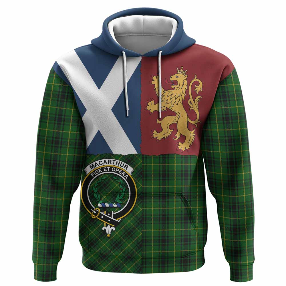 MacArthur (McArthur) Crest Tartan Hoodie with Lion Rampant Saltire Style