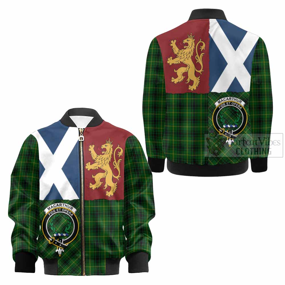 MacArthur (McArthur) Crest Tartan Kid Bomber Jacket with Lion Rampant Saltire Style - Tartan Vibes Clothing