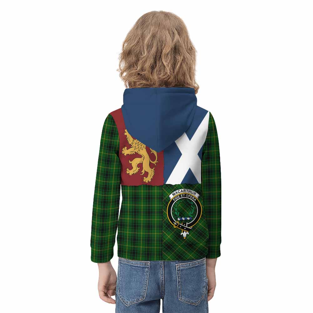MacArthur (McArthur) Crest Tartan Kid Hoodie with Lion Rampant Saltire Style - Tartan Vibes Clothing