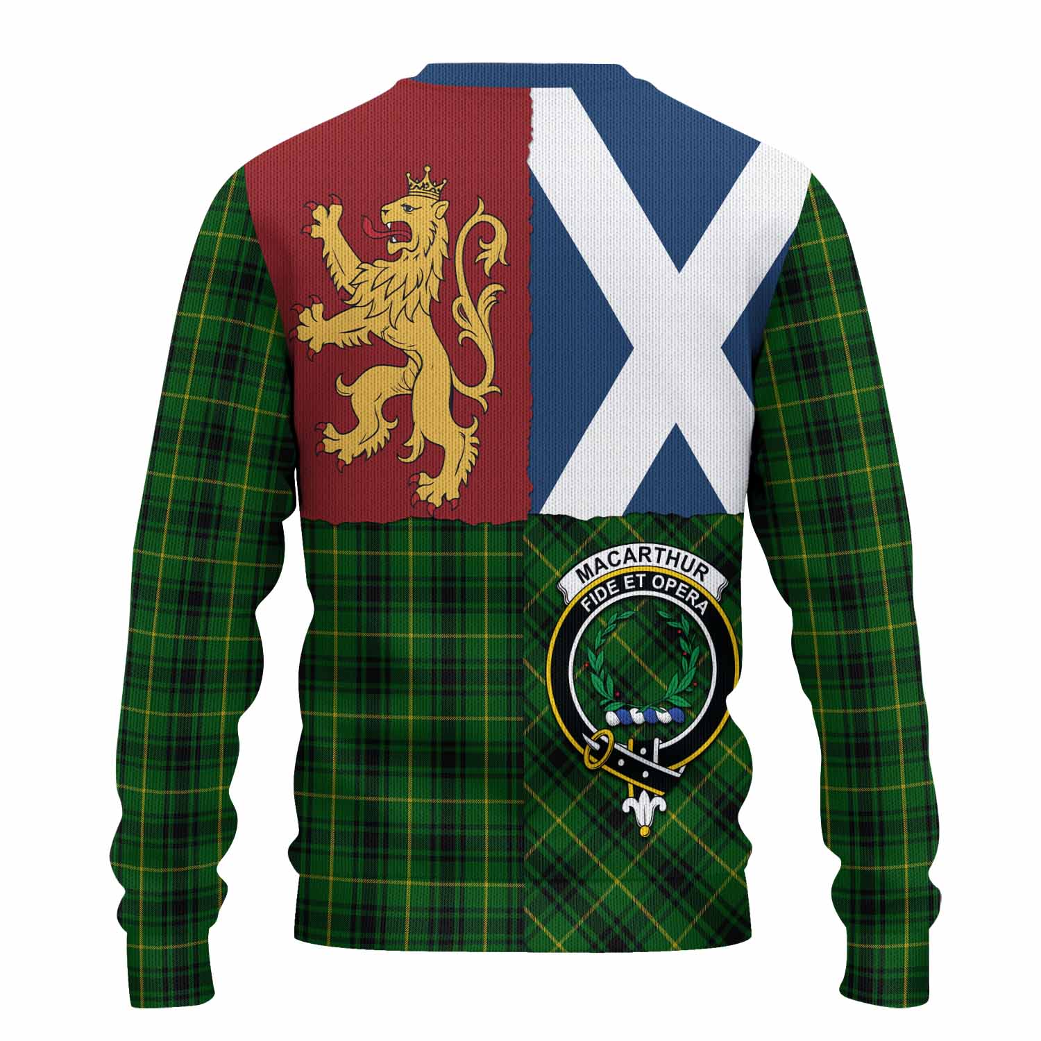 MacArthur (McArthur) Crest Tartan Knitted Sweater with Lion Rampant Saltire Style