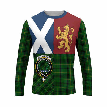 MacArthur (McArthur) Crest Tartan Long Sleeve T-Shirt with Lion Rampant Saltire Style