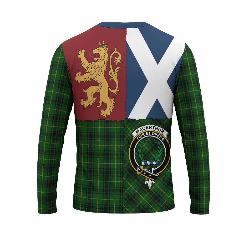 MacArthur (McArthur) Crest Tartan Long Sleeve T-Shirt with Lion Rampant Saltire Style