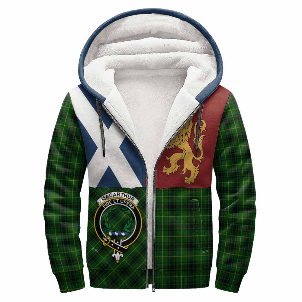 MacArthur (McArthur) Crest Tartan Sherpa Hoodie with Lion Rampant Saltire Style