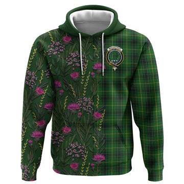 MacArthur (McArthur) Family Crest Tartan Hoodie Scottish Thistle Flower Pattern Half Style