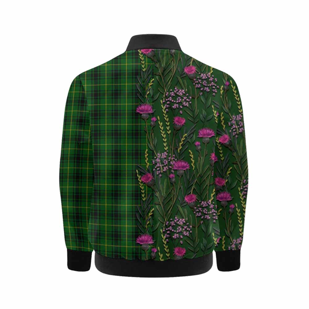 MacArthur (McArthur) Family Crest Tartan Kid Bomber Jacket Scottish Thistle Flower Pattern Half Style - Tartan Vibes Clothing