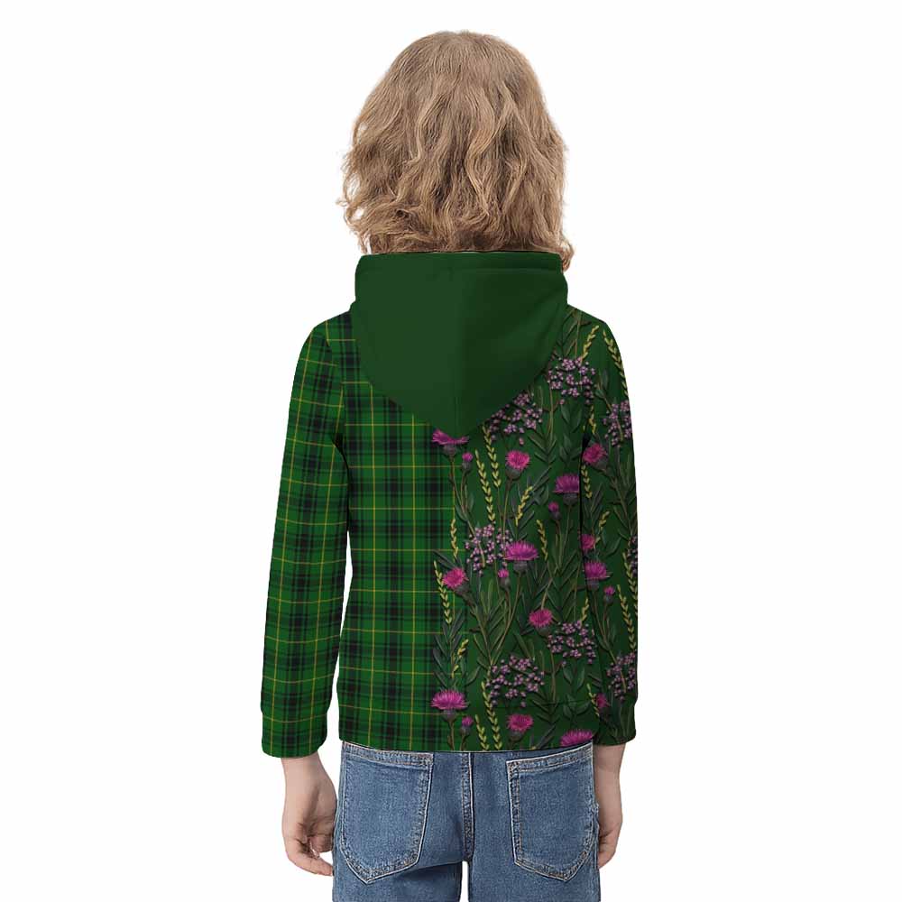 MacArthur (McArthur) Family Crest Tartan Kid Hoodie Scottish Thistle Flower Pattern Half Style - Tartan Vibes Clothing