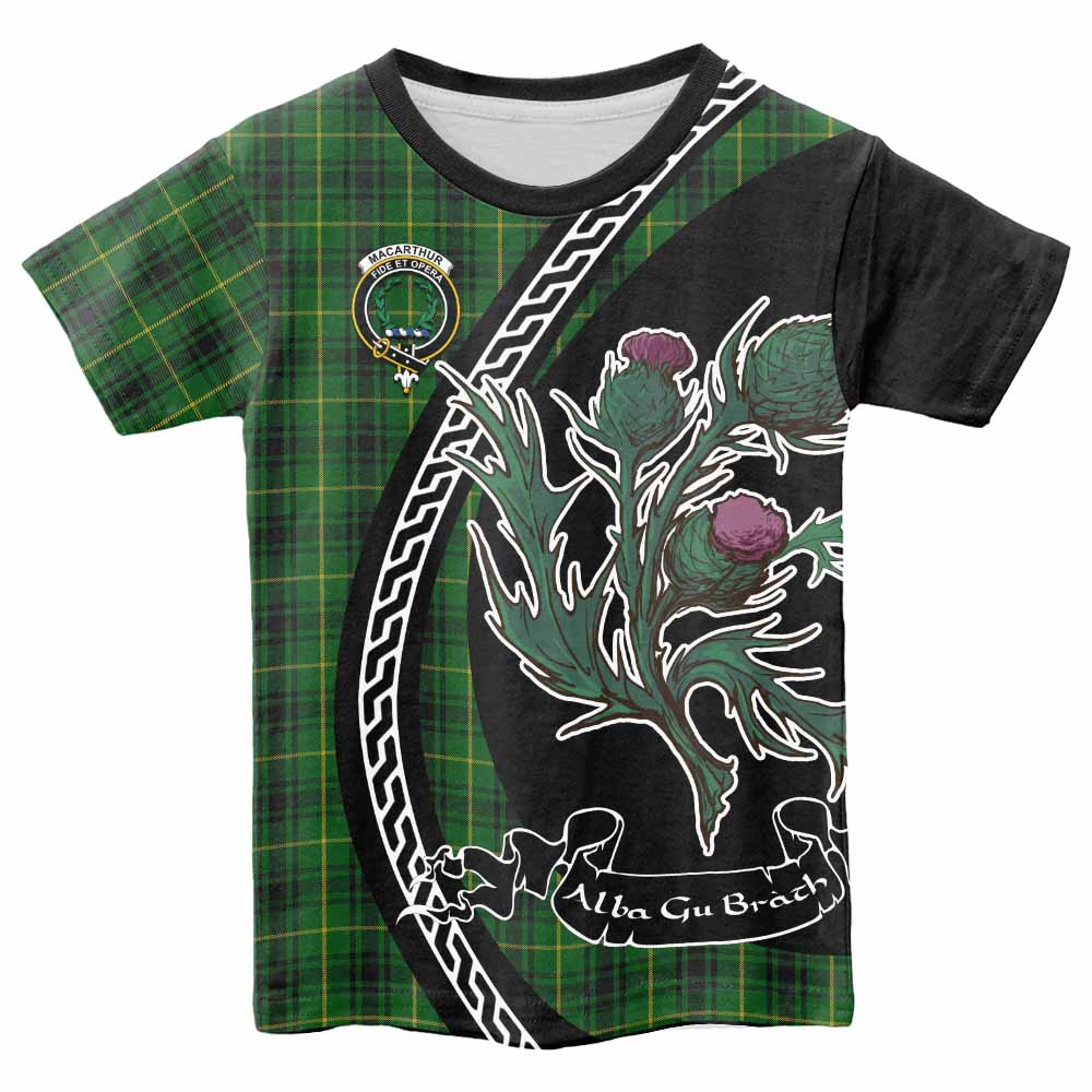 MacArthur (McArthur) Family Crest Tartan Kid T-shirt Alba Thistle Inspired - Tartan Vibes Clothing