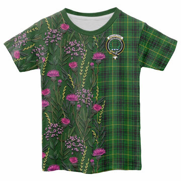 MacArthur (McArthur) Family Crest Tartan Kid T-shirt Scottish Thistle Flower Pattern Half Style - Tartan Vibes Clothing
