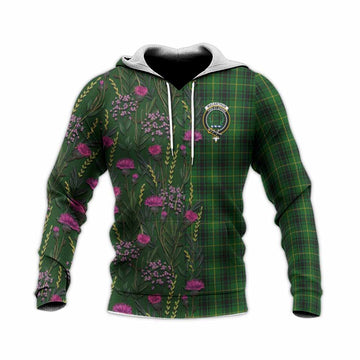MacArthur (McArthur) Family Crest Tartan Knitted Hoodie Scottish Thistle Flower Pattern Half Style - Tartan Vibes Clothing