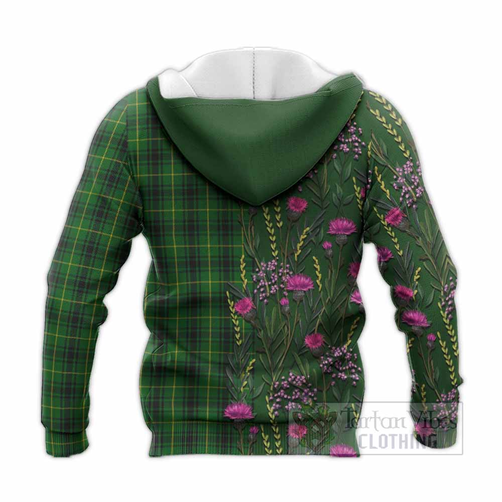 MacArthur (McArthur) Family Crest Tartan Knitted Hoodie Scottish Thistle Flower Pattern Half Style - Tartan Vibes Clothing