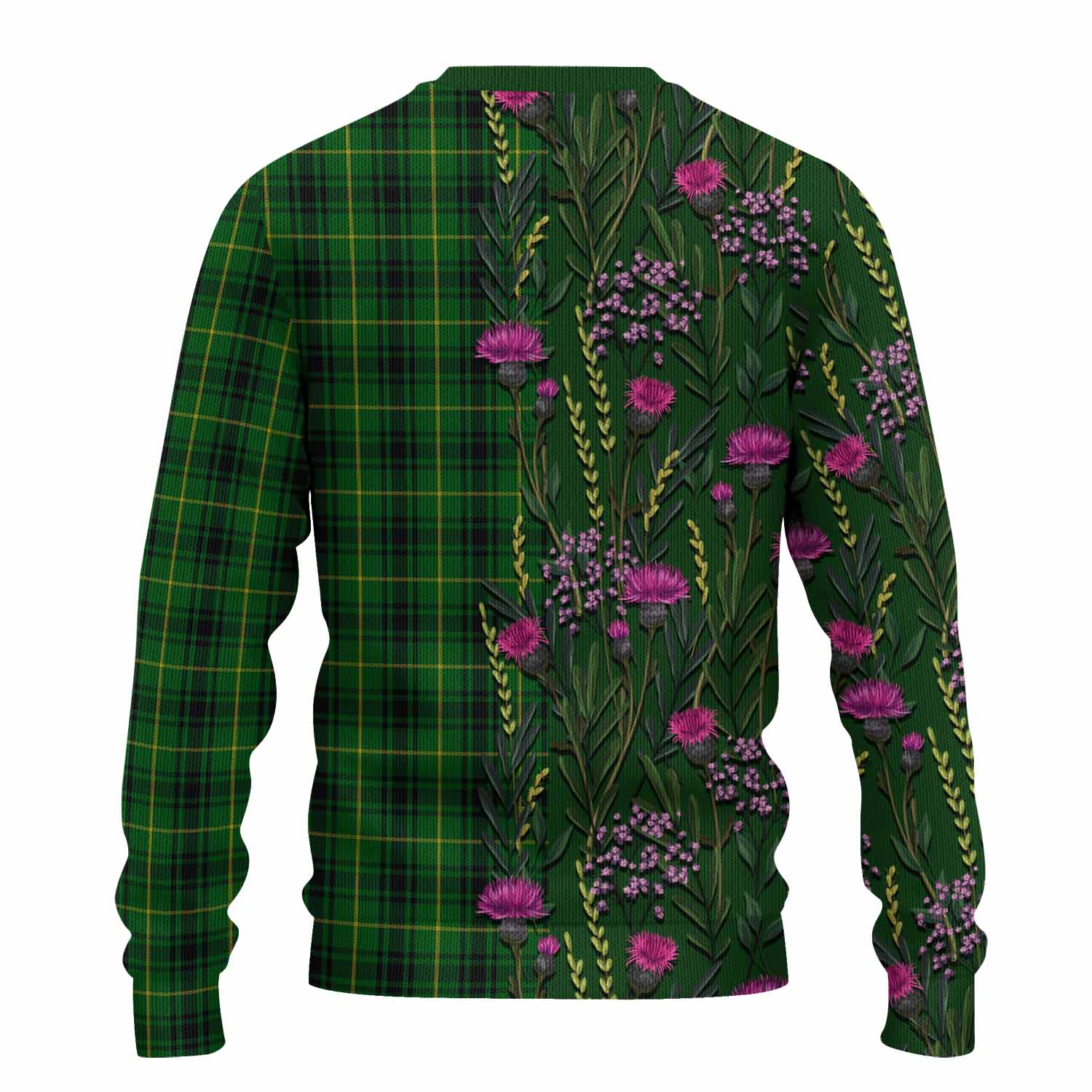 MacArthur (McArthur) Family Crest Tartan Knitted Sweater Scottish Thistle Flower Pattern Half Style - Tartan Vibes Clothing