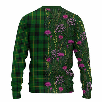 MacArthur (McArthur) Family Crest Tartan Knitted Sweater Scottish Thistle Flower Pattern Half Style - Tartan Vibes Clothing