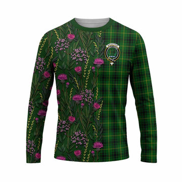 MacArthur (McArthur) Family Crest Tartan Long Sleeve T-Shirt Scottish Thistle Flower Pattern Half Style - Tartan Vibes Clothing