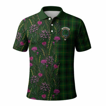 MacArthur (McArthur) Family Crest Tartan Polo Shirt Scottish Thistle Flower Pattern Half Style