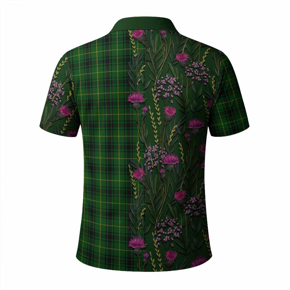 MacArthur (McArthur) Family Crest Tartan Polo Shirt Scottish Thistle Flower Pattern Half Style - Tartan Vibes Clothing