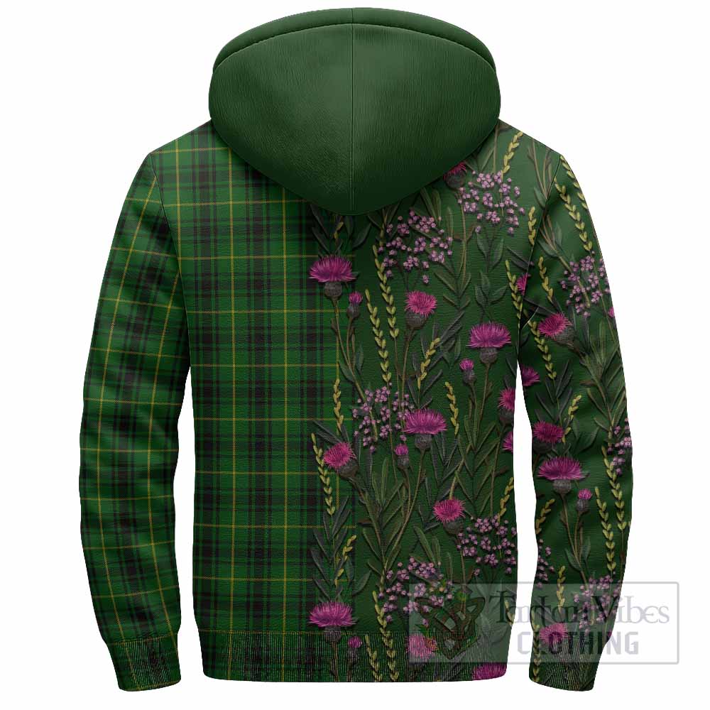 MacArthur (McArthur) Family Crest Tartan Sherpa Hoodie Scottish Thistle Flower Pattern Half Style - Tartan Vibes Clothing