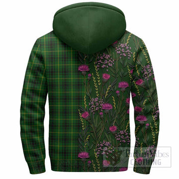 MacArthur (McArthur) Family Crest Tartan Sherpa Hoodie Scottish Thistle Flower Pattern Half Style