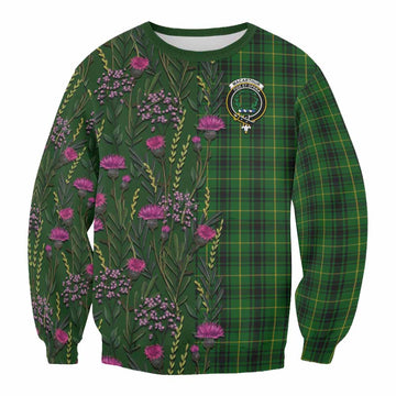 MacArthur (McArthur) Family Crest Tartan Sweatshirt Scottish Thistle Flower Pattern Half Style