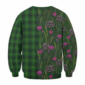 MacArthur (McArthur) Family Crest Tartan Sweatshirt Scottish Thistle Flower Pattern Half Style