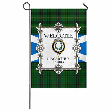 MacArthur (McArthur) Family Crest Tartan Welcome Garden Flag Saltire Harmony Style