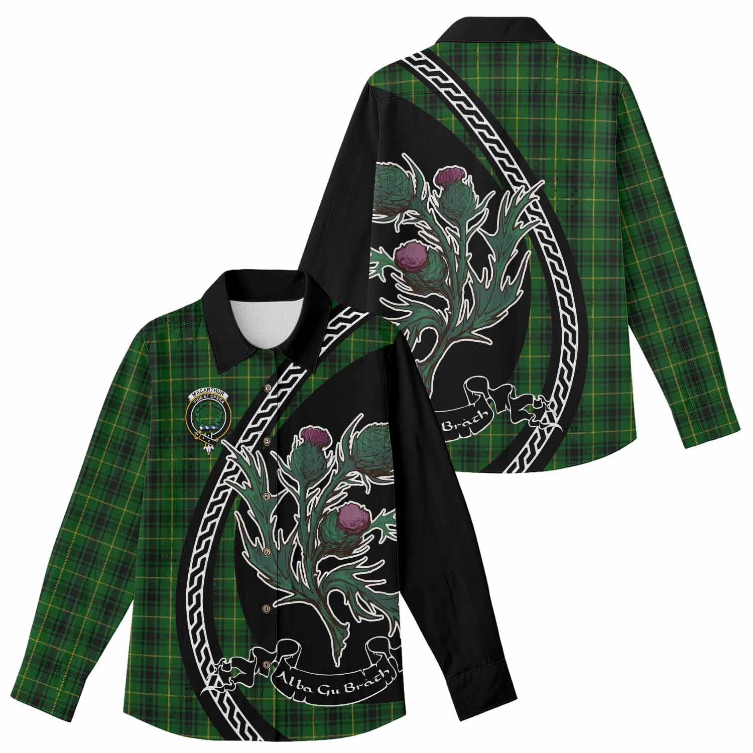 MacArthur (McArthur) Family Crest Tartan Women Casual Shirt Alba Thistle Inspired - Tartan Vibes Clothing