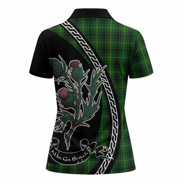 MacArthur (McArthur) Family Crest Tartan Women Polo Shirt Alba Thistle Inspired