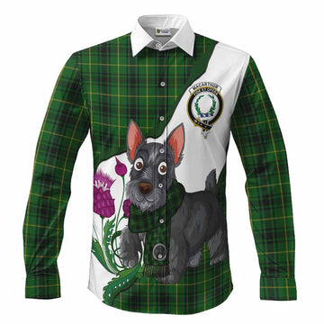 MacArthur (McArthur) Scottish Terrier Tartan Crest Long Sleeve Button Shirts Thistle Heritage Art