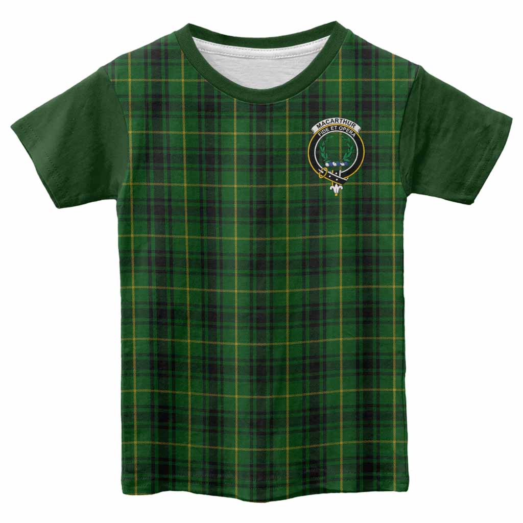 MacArthur (McArthur) Tartan Accent Kid T-shirt with Family Crest