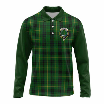 MacArthur (McArthur) Tartan Accent Long Sleeve Polo Shirt with Family Crest