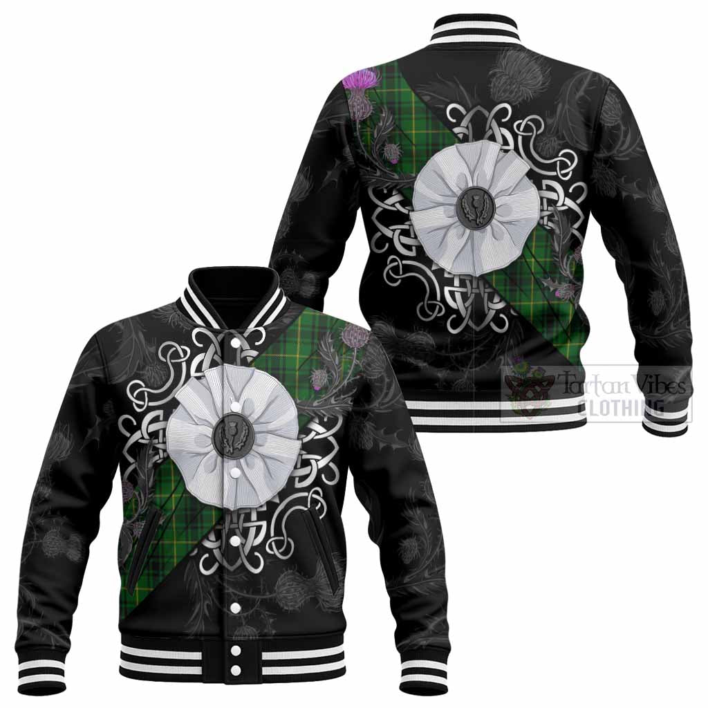 MacArthur (McArthur) Tartan Baseball Jacket Jacobite White Rose - Tartan Vibes Clothing