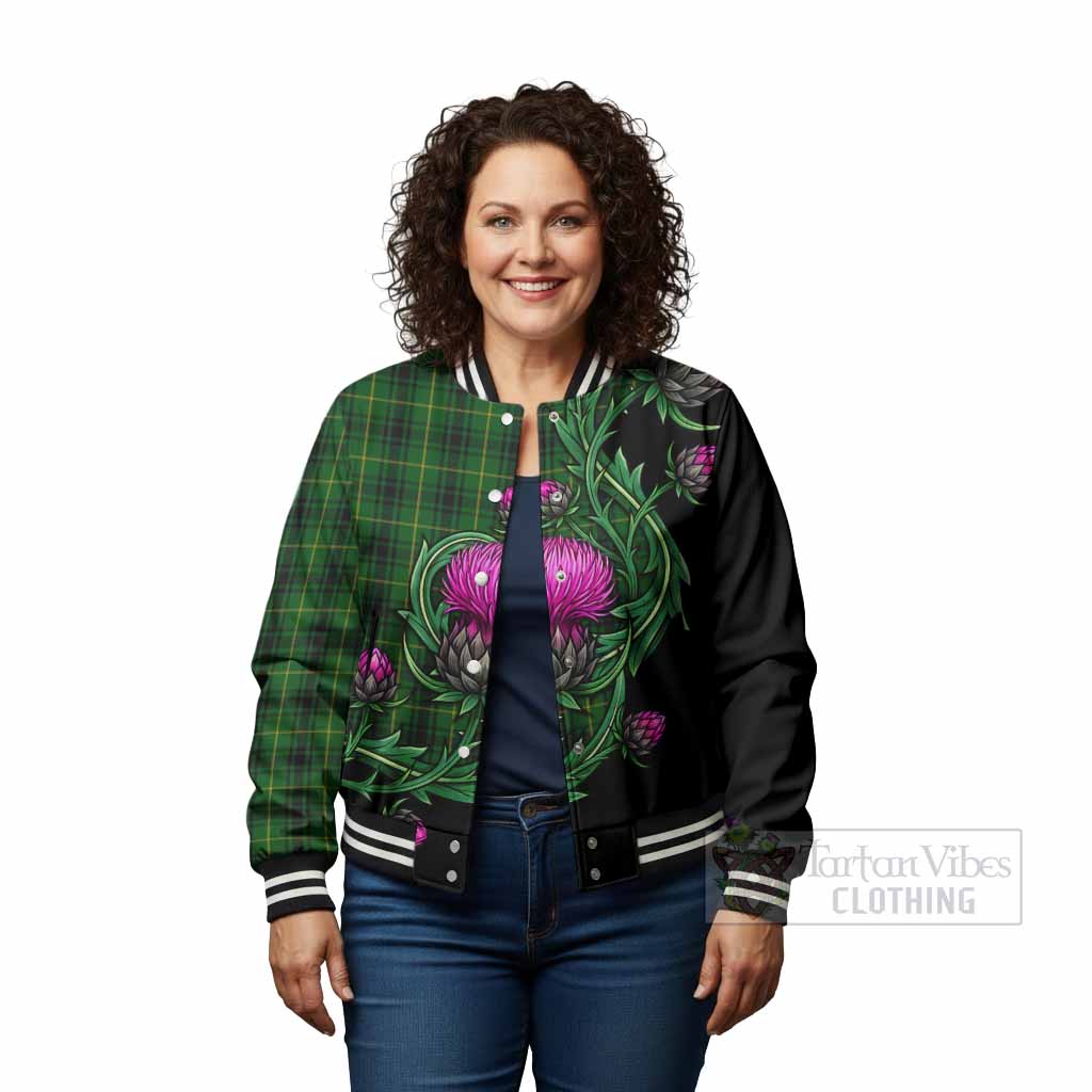 MacArthur (McArthur) Tartan Baseball Jacket Resilient Scottish Thistle - Tartan Vibes Clothing