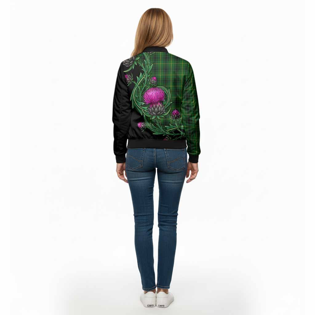 MacArthur (McArthur) Tartan Bomber Jacket Resilient Scottish Thistle - Tartan Vibes Clothing