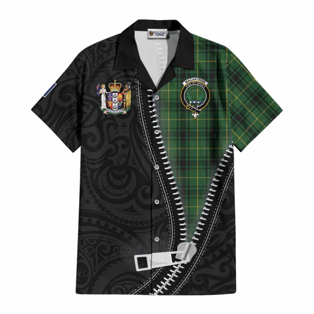 MacArthur (McArthur) Tartan Cotton Hawaiian Shirt New Zealand Pattern Unique Zipper Stylized