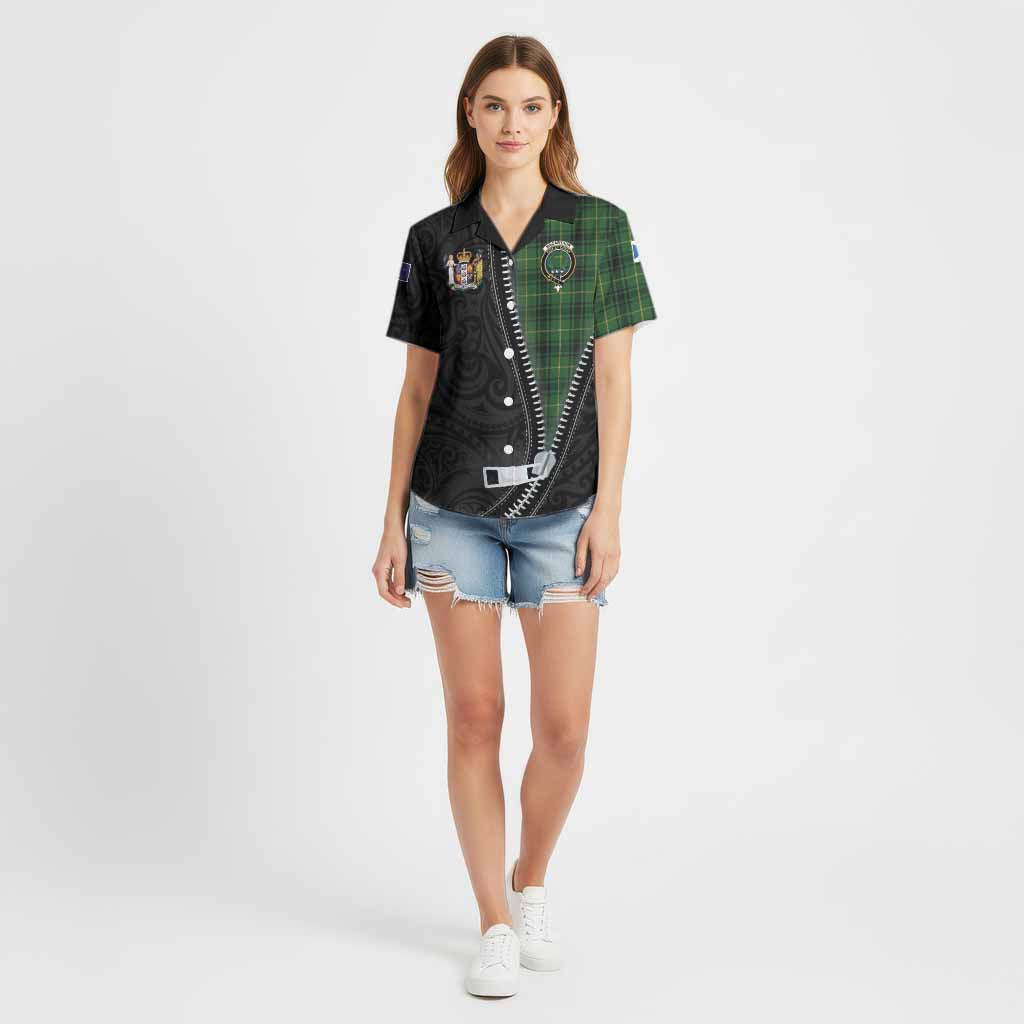 MacArthur (McArthur) Tartan Cotton Hawaiian Shirt New Zealand Pattern Unique Zipper Stylized