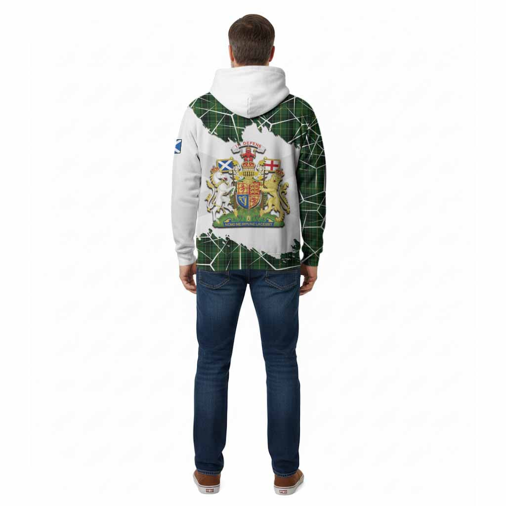 MacArthur (McArthur) Tartan Cotton Hoodie with Family Crest and Lion Rampant Grunge Style
