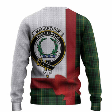 MacArthur (McArthur) Tartan Crest Christmas Christmas Ugly Sweater Highland Cow Bagpipes Coquette Bow Style